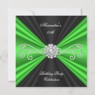 Invitación Fiesta de Cumpleaños Elegante Lima Verde Diamante