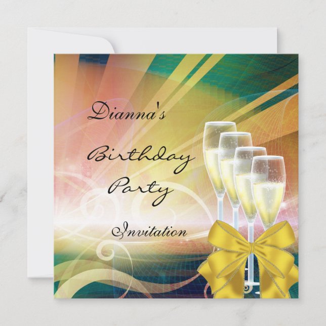 Invitación Fiesta de Cumpleaños Elegante Moderno V (Anverso)