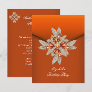 Invitación Fiesta de Cumpleaños Elegante Naranja Quemada Ámba