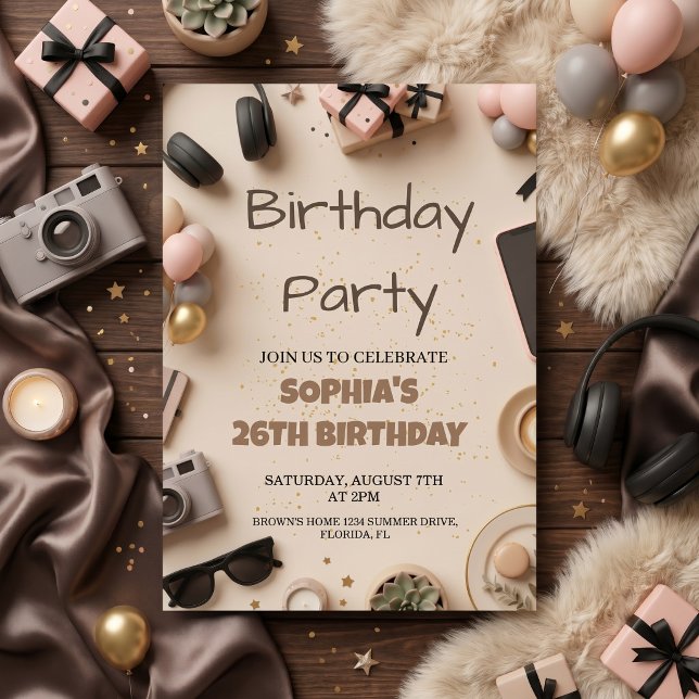 Invitación Fiesta de Cumpleaños Elegante para Adultos (Subido por el creador)