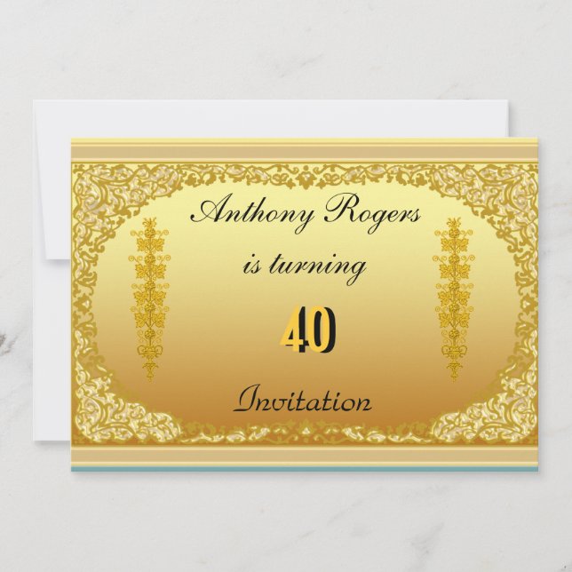 Invitación Fiesta de Cumpleaños Elegante para Homb (Anverso)