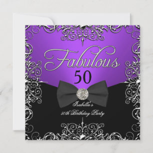 Invitación Fiesta de cumpleaños elegante púrpura fabuloso 50