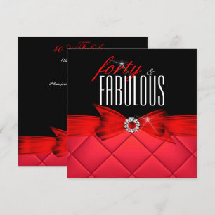 Invitación Fiesta de Cumpleaños Elegante Rojo Negro Fabuloso 