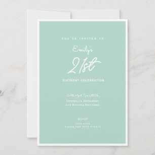 Invitación Fiesta de cumpleaños elegante simple menta moderna