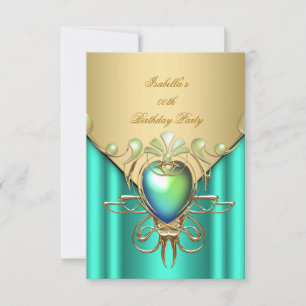 Invitación Fiesta de Cumpleaños Elegante Verde Esmeralda Jade