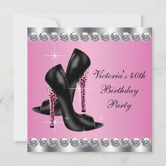 Invitación Fiesta de cumpleaños elegante y chic de leopardo r (Anverso)