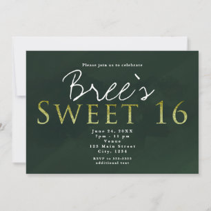 Invitación Fiesta de cumpleaños elegante y chic SWEET 16 verd