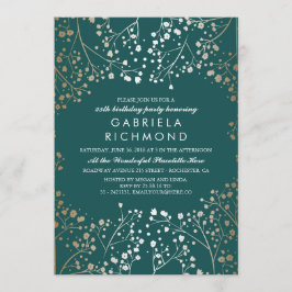 Invitación Fiesta de cumpleaños elegante y Verde azulada del