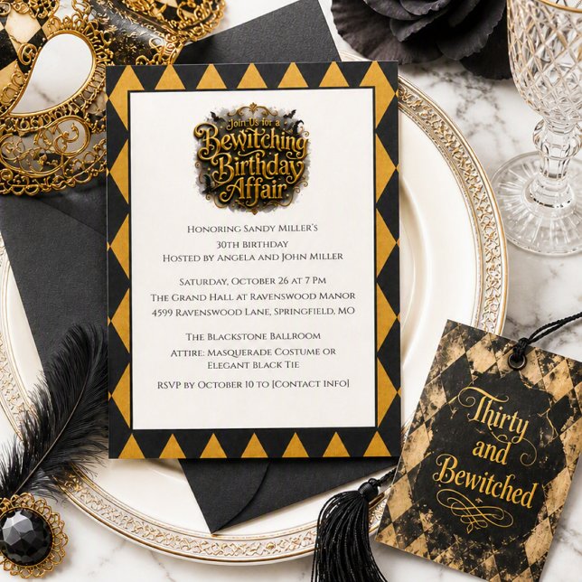Invitación Fiesta de Cumpleaños Embrujada de Masquerada Gótic (Subido por el creador)