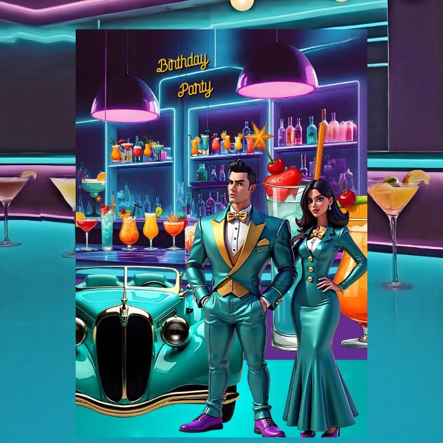 Invitación Fiesta de cumpleaños en bar de cócteles Drive-in C (Subido por el creador)