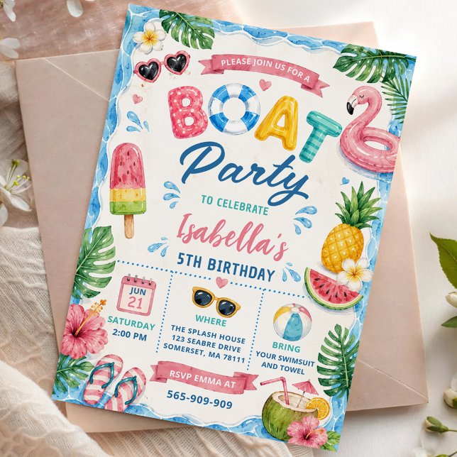 Invitación Fiesta de cumpleaños en barco de verano (Subido por el creador)