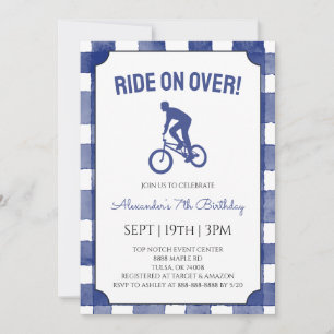 Invitación Fiesta de Cumpleaños en Bicicleta BMX de Cuadros A