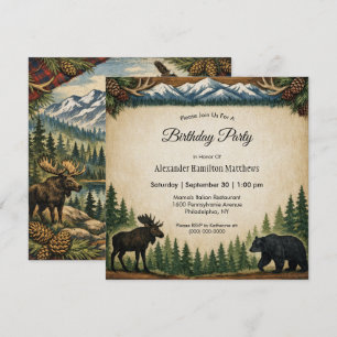 Invitación Fiesta de cumpleaños en bosque rústico