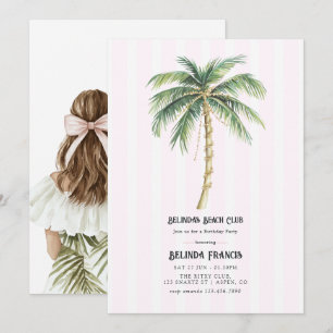 Invitación Fiesta de cumpleaños en el Beach Club Rosa Claro