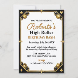 Invitación Fiesta de cumpleaños en el casino noche de Las Veg