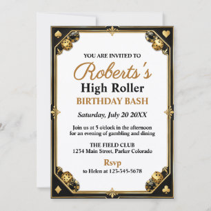 Invitación Fiesta de cumpleaños en el casino noche de Las Veg