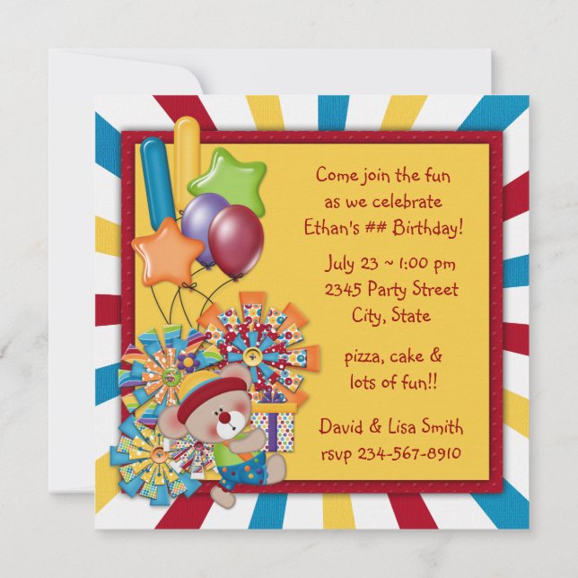 Invitación Fiesta de Cumpleaños en el Circo (Reverso)