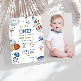 Invitación Fiesta de cumpleaños en el espacio exterior 1er vi