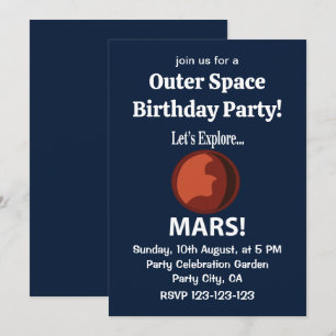 Invitación Fiesta de cumpleaños en el espacio exterior de Mar