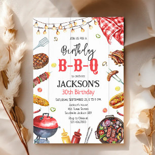 Invitación Fiesta de cumpleaños en el jardín con parrilla BBQ