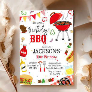 Invitación Fiesta de cumpleaños en el jardín con parrilla BBQ