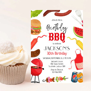Invitación Fiesta de cumpleaños en el jardín con parrilla BBQ