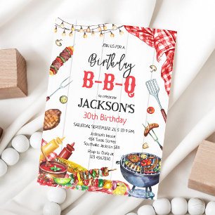 Invitación Fiesta de cumpleaños en el jardín con parrilla BBQ