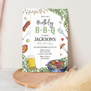 Invitación Fiesta de cumpleaños en el jardín con parrilla BBQ