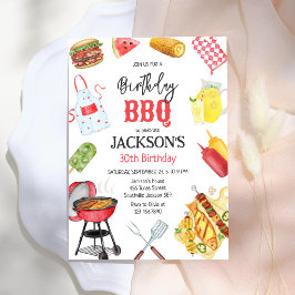 Invitación Fiesta de cumpleaños en el jardín con parrilla BBQ