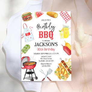 Invitación Fiesta de cumpleaños en el jardín con parrilla BBQ