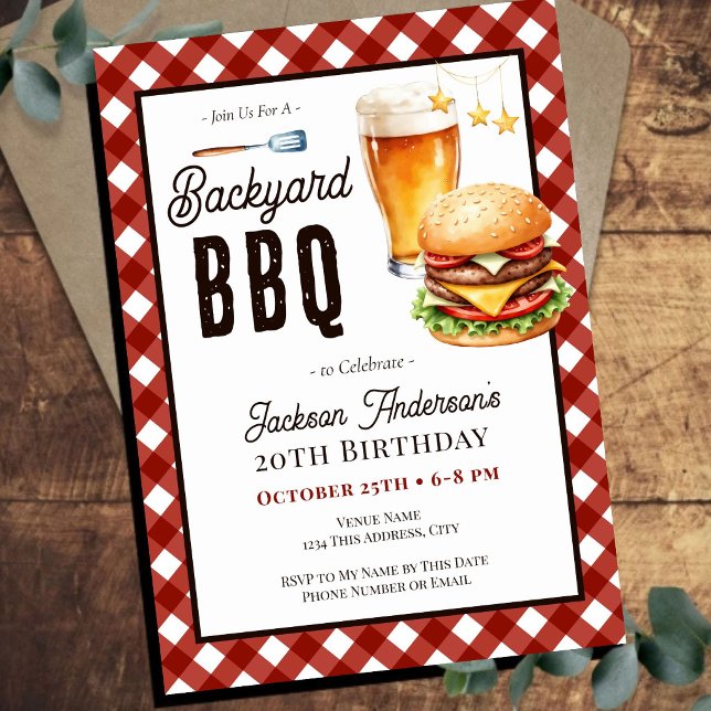 Invitación Fiesta de cumpleaños en el jardín trasero BBQ 20 c (Subido por el creador)