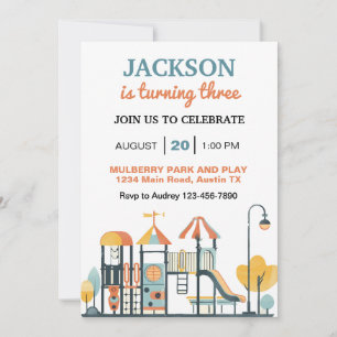 Invitación Fiesta de cumpleaños en el parque de diversiones d