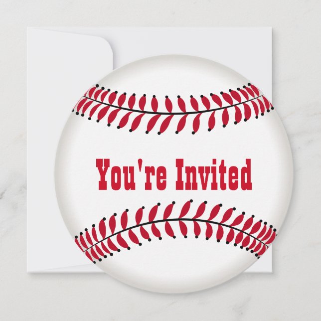 Invitación Fiesta de cumpleaños en forma de béisbol (Anverso)