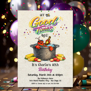 Invitación fiesta de cumpleaños en hidromasaje para Mardi Gra
