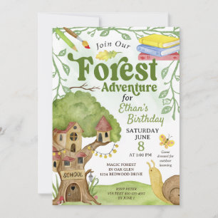 Invitación Fiesta de cumpleaños en la escuela del bosque Wood