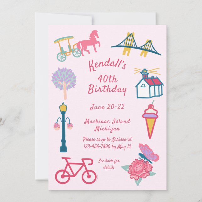 Invitación Fiesta de Cumpleaños en la Isla Mackinac (Anverso)