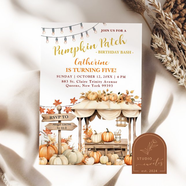 Invitación Fiesta de cumpleaños en la parcela de calabazas de (Subido por el creador)
