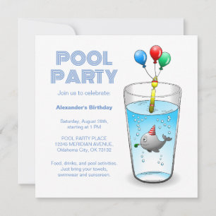 Invitación Fiesta de Cumpleaños en la Piscina