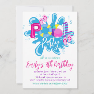 Invitación Fiesta de Cumpleaños en la Piscina