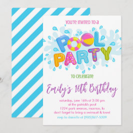 Invitación Fiesta de Cumpleaños en la Piscina