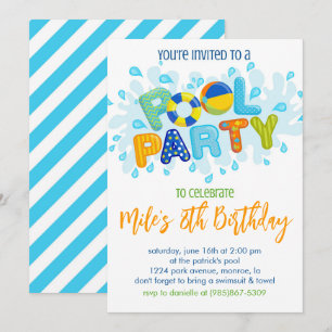 Invitación Fiesta de Cumpleaños en la Piscina