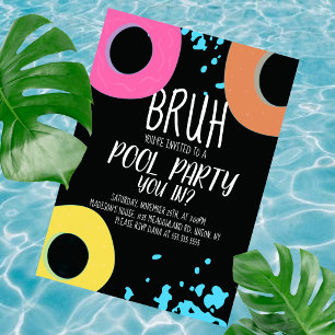 Invitación Fiesta de cumpleaños en la piscina Bruh