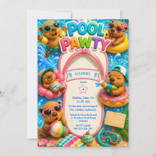 Invitación Fiesta de cumpleaños en la piscina Capybara Splash