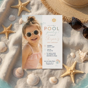 Invitación Fiesta de Cumpleaños en la Piscina con Foto Vera