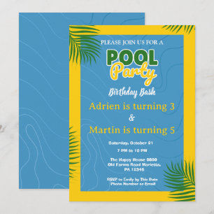 Invitación Fiesta de Cumpleaños en la Piscina Cool