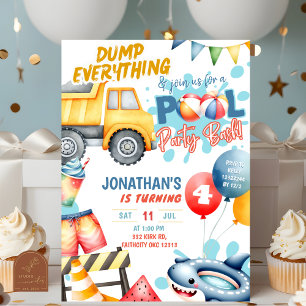 Invitación Fiesta de cumpleaños en la piscina de camiones de