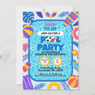 Invitación Fiesta de Cumpleaños en la Piscina de Fútbol