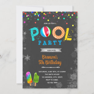 Invitación fiesta de cumpleaños en la piscina de invierno