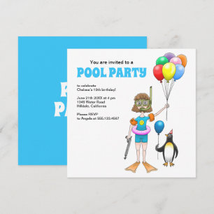 Invitación Fiesta de Cumpleaños en la Piscina de Verano