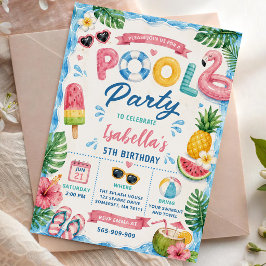 Invitación Fiesta de cumpleaños en la piscina de verano